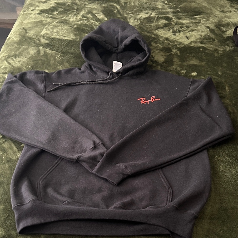 Ray-Ban Dark Gray Hoodie with Red Script